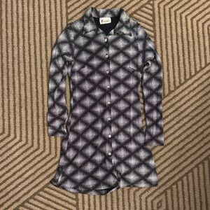 Vintage Timing USA black white slinky button down dress